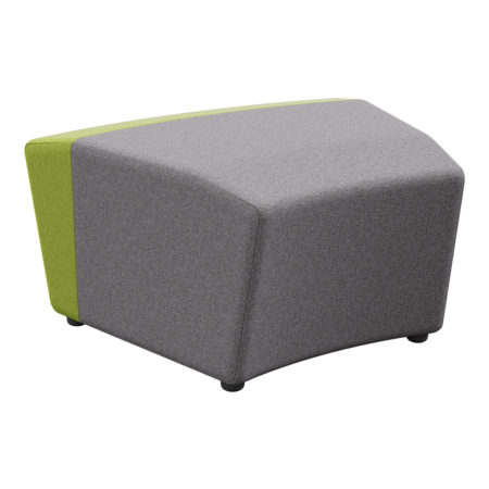 PARK1S30DEGCO - Park 1 Seater Outer-Curve Ottoman (30 Degrees) - Cashmere Fabric - Pewter _ Leaf